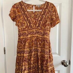 Paisley Print V-Neck Dress
